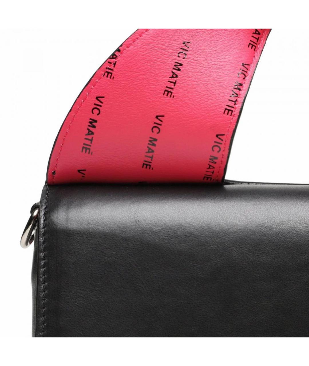 VIC MATIE Черная кожаная сумка через плечо, фото 3