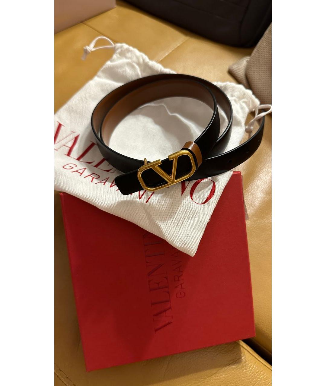 VALENTINO Черный кожаный ремень, фото 2