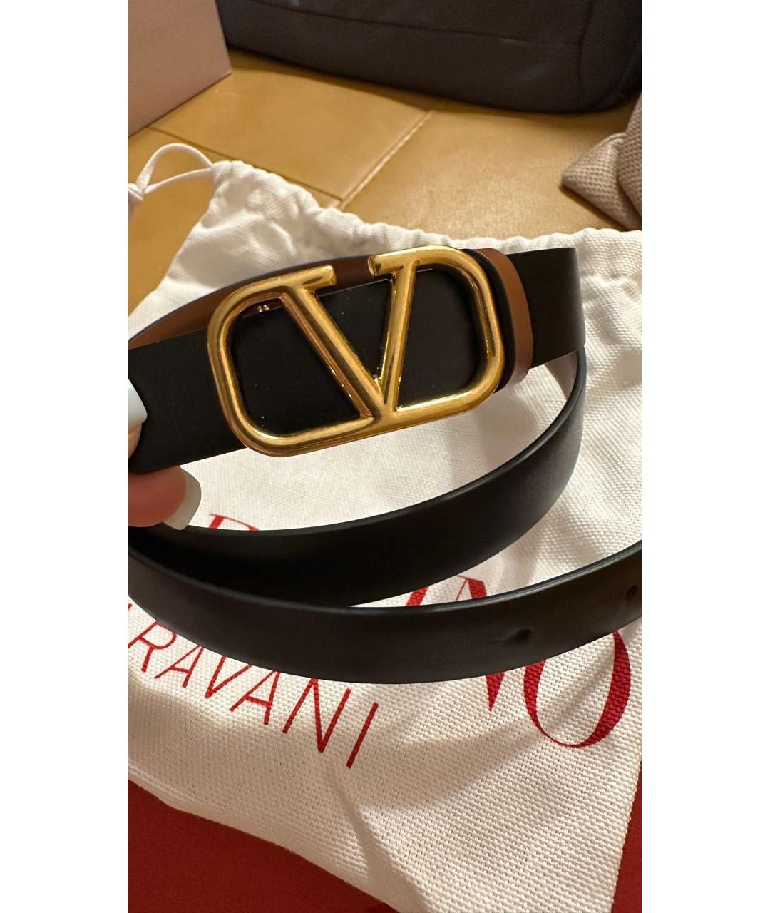 VALENTINO Черный кожаный ремень, фото 5
