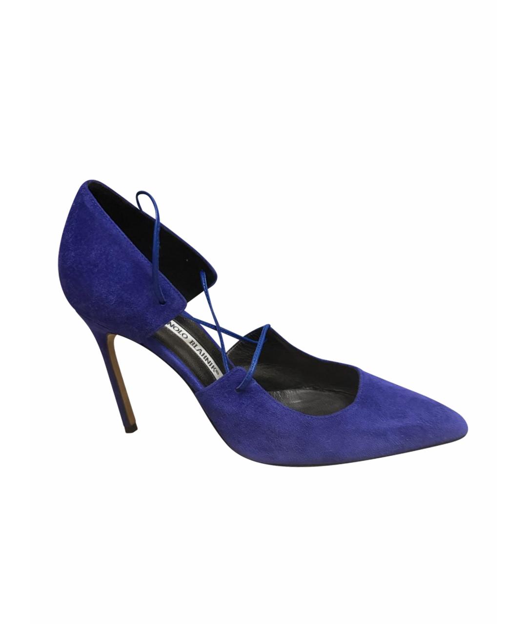 MANOLO BLAHNIK Синие замшевые босоножки, фото 1