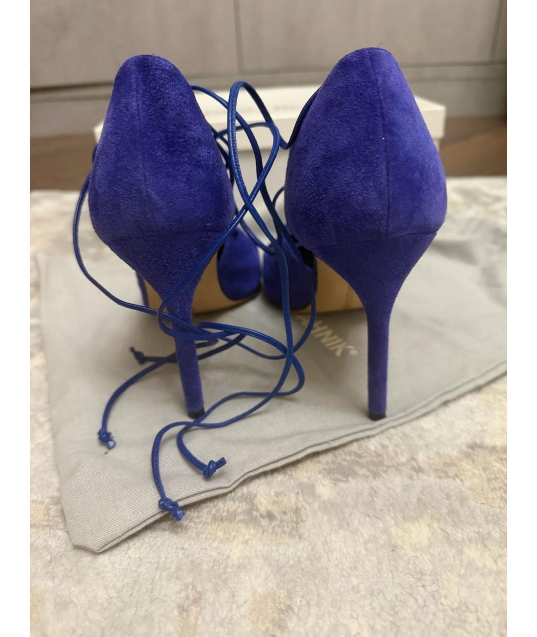 MANOLO BLAHNIK Синие замшевые босоножки, фото 4