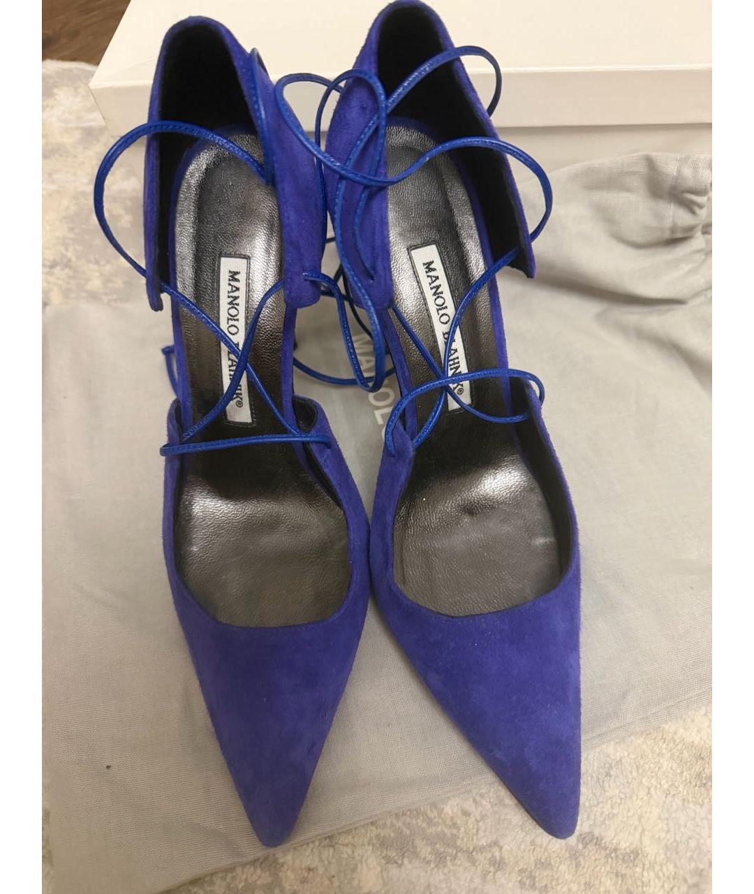 MANOLO BLAHNIK Синие замшевые босоножки, фото 3