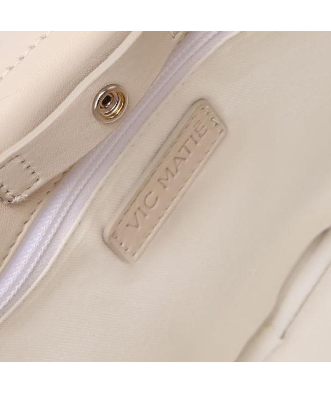 VIC MATIE Бежевая кожаная сумка через плечо, фото 4