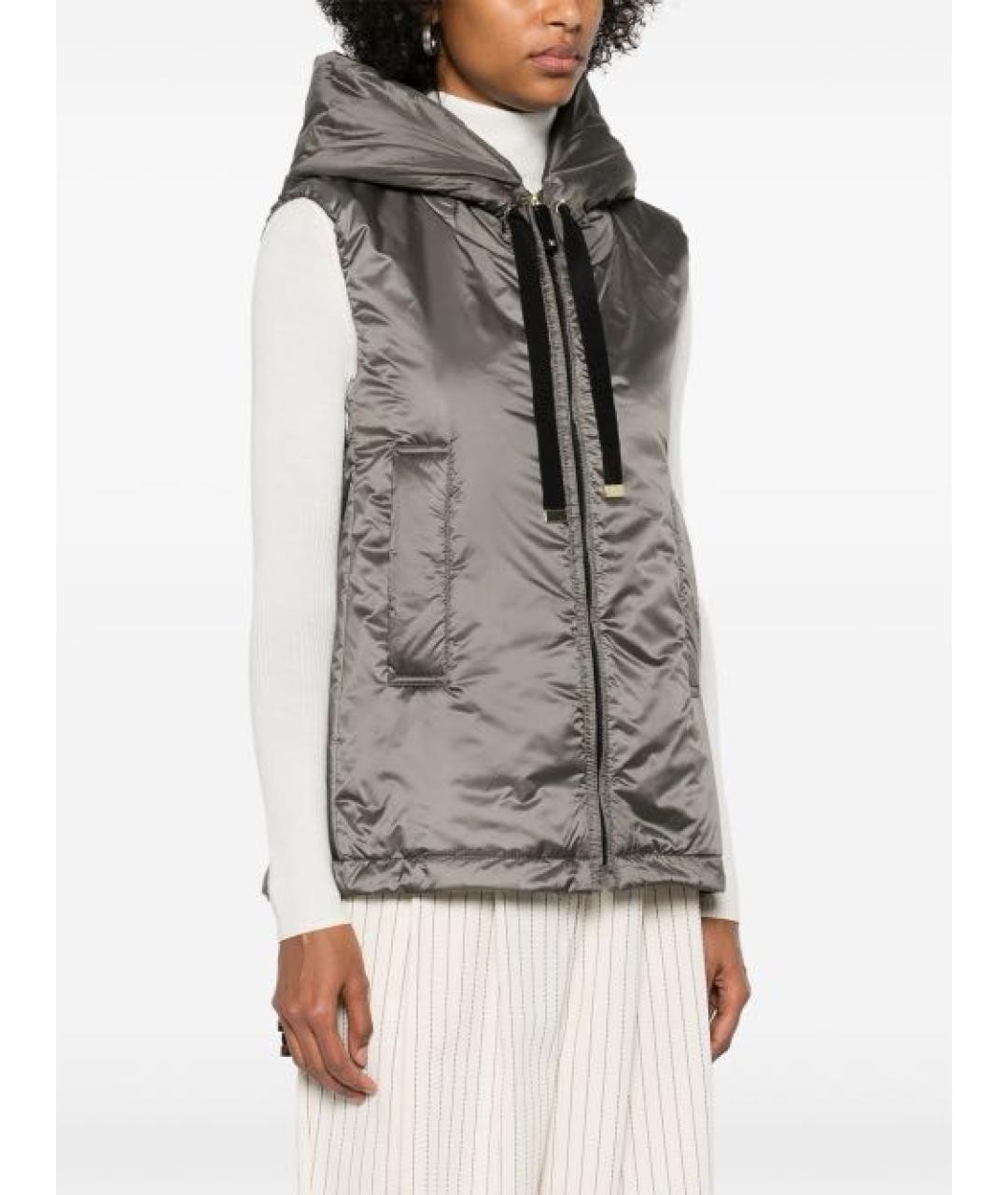 MAX MARA Антрацитовый полиэстеровый жилет, фото 3