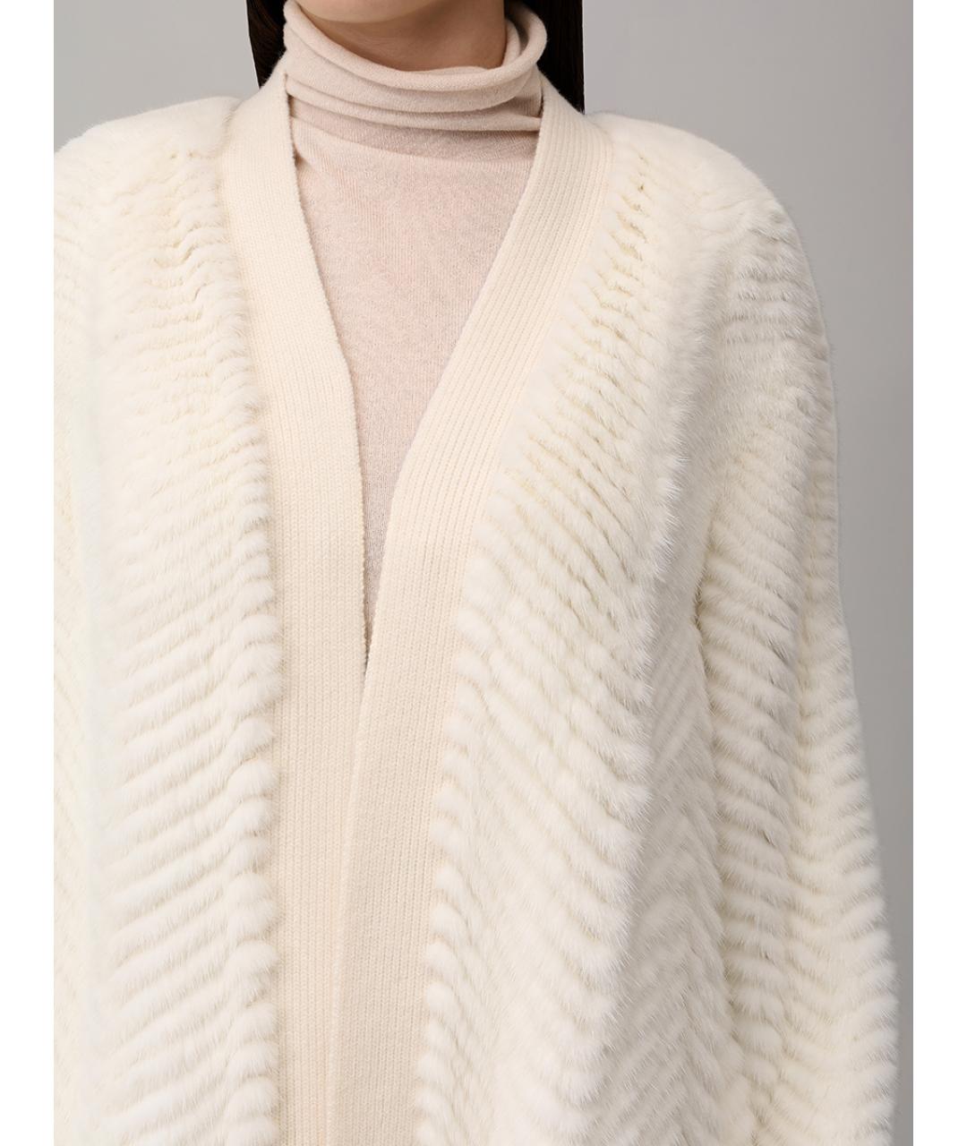 YVES SALOMON Белая меховая шуба, фото 4