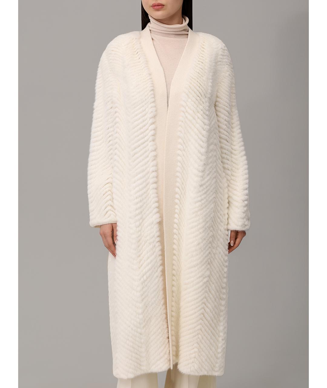 YVES SALOMON Белая меховая шуба, фото 3