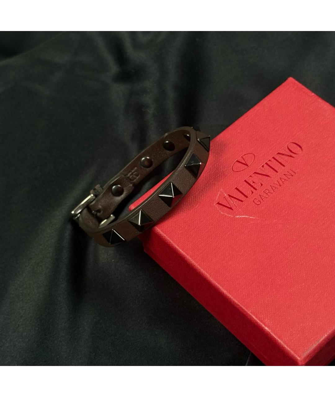 VALENTINO Коричневый кожаный браслет, фото 4