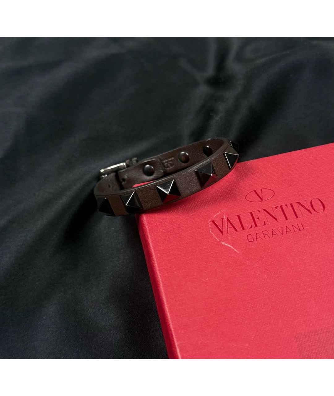 VALENTINO Коричневый кожаный браслет, фото 2