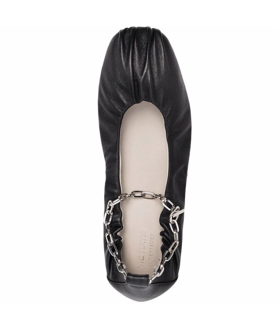 VIC MATIE Черные кожаные балетки, фото 3