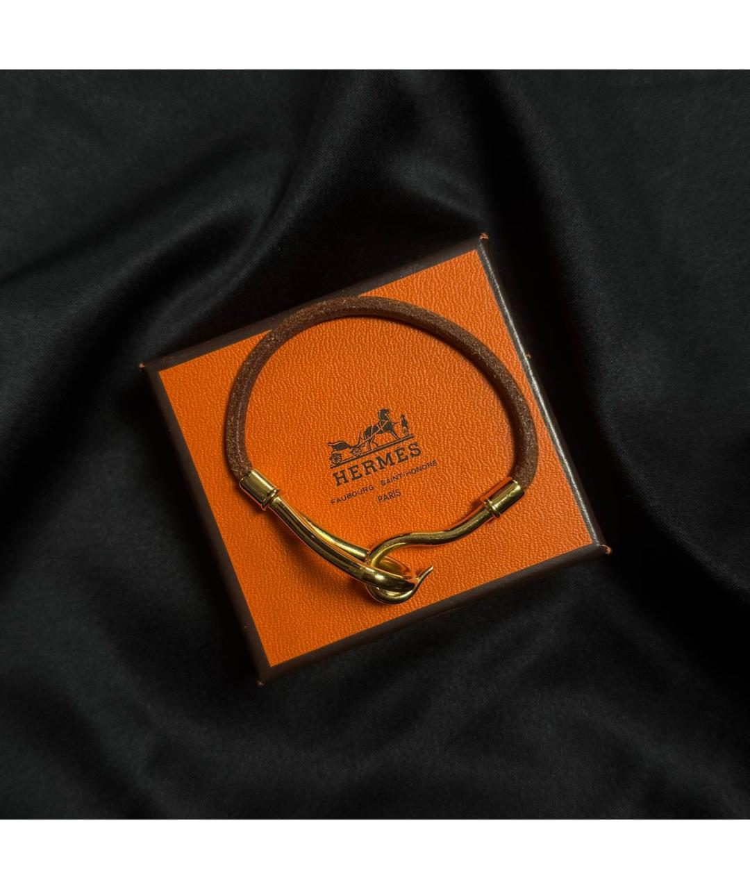 HERMES Коричневый кожаный браслет, фото 4