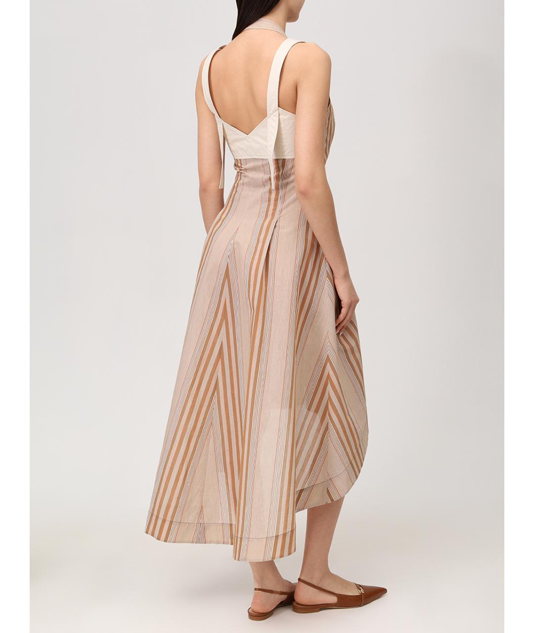 ALBERTA FERRETTI Бежевый хлопковый сарафан, фото 3