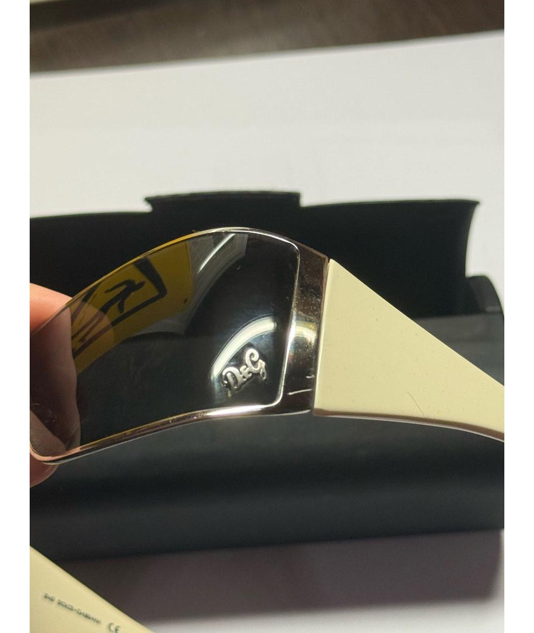 DOLCE&GABBANA Бежевые пластиковые солнцезащитные очки, фото 6
