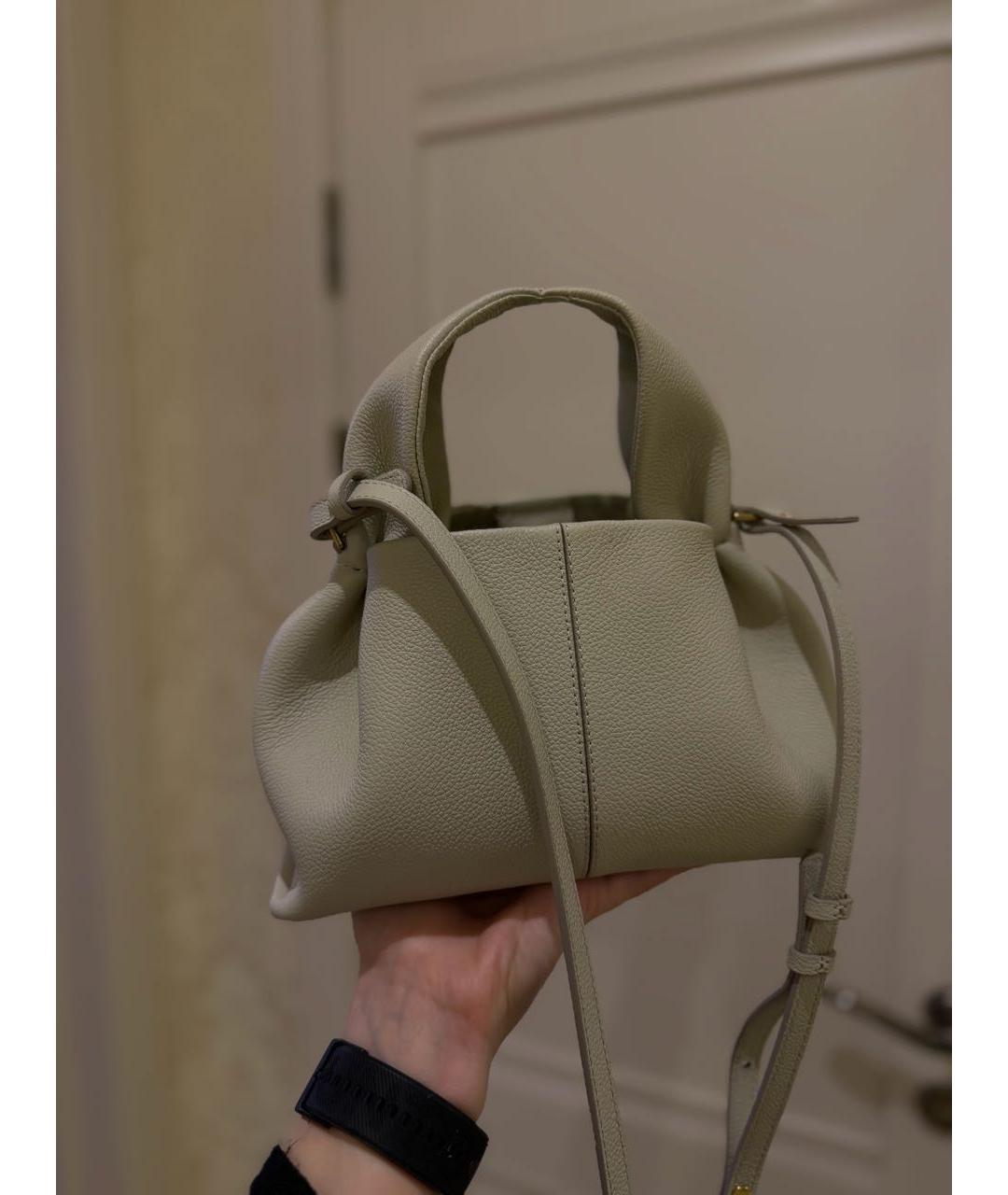 POLENE Бежевая кожаная сумка с короткими ручками, фото 5