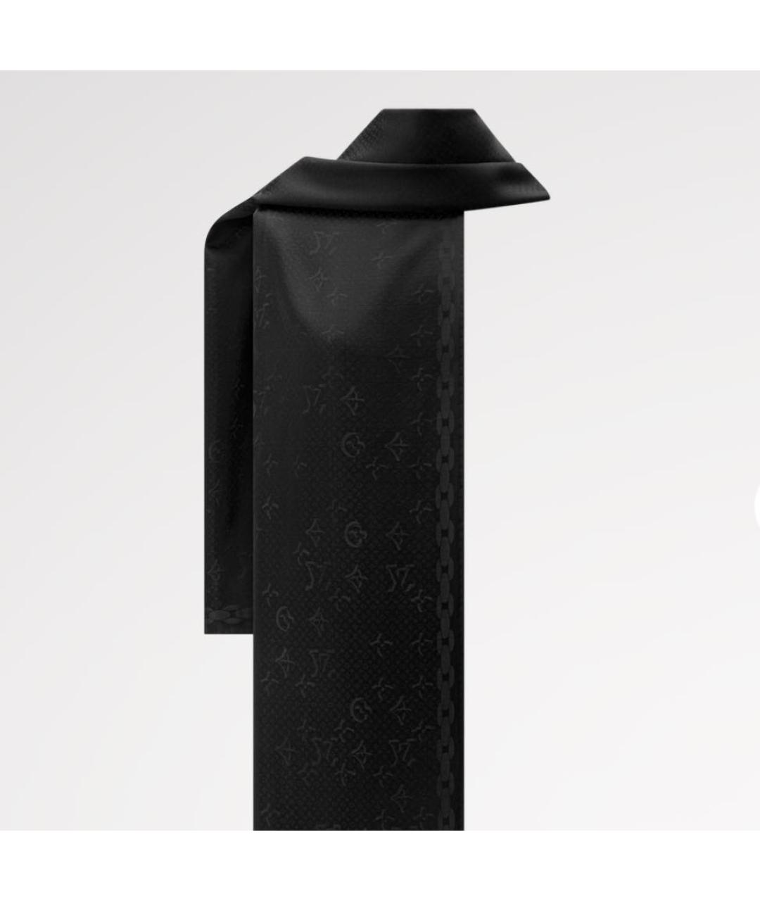 LOUIS VUITTON Черный шелковый шарф, фото 5