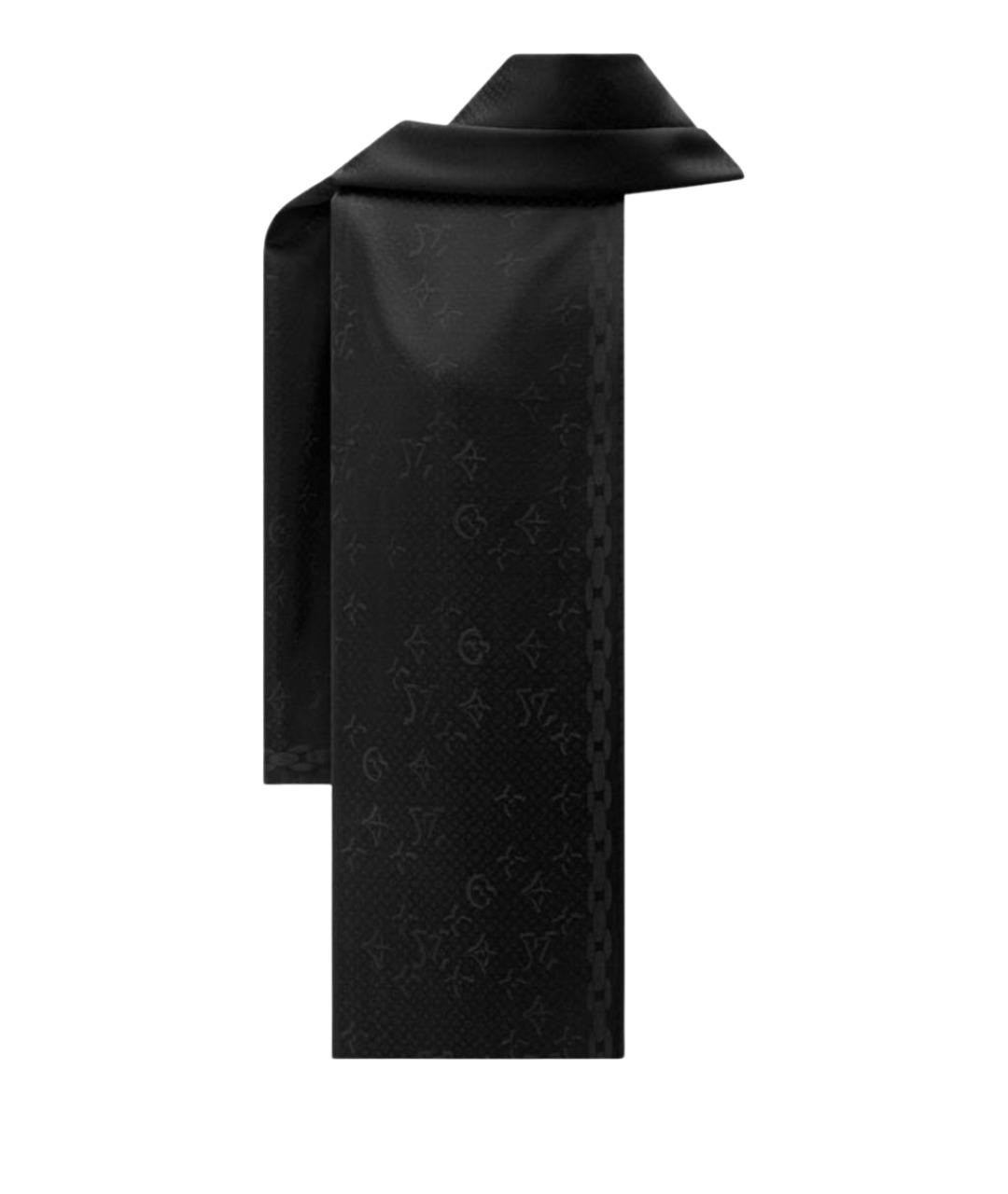LOUIS VUITTON Черный шелковый шарф, фото 1