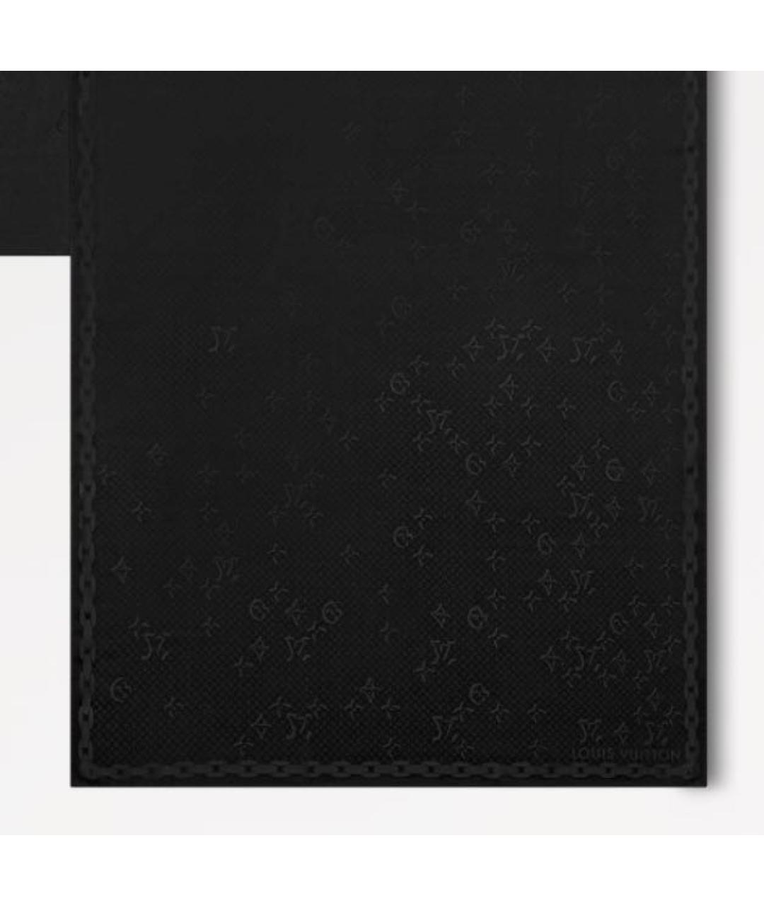LOUIS VUITTON Черный шелковый шарф, фото 2