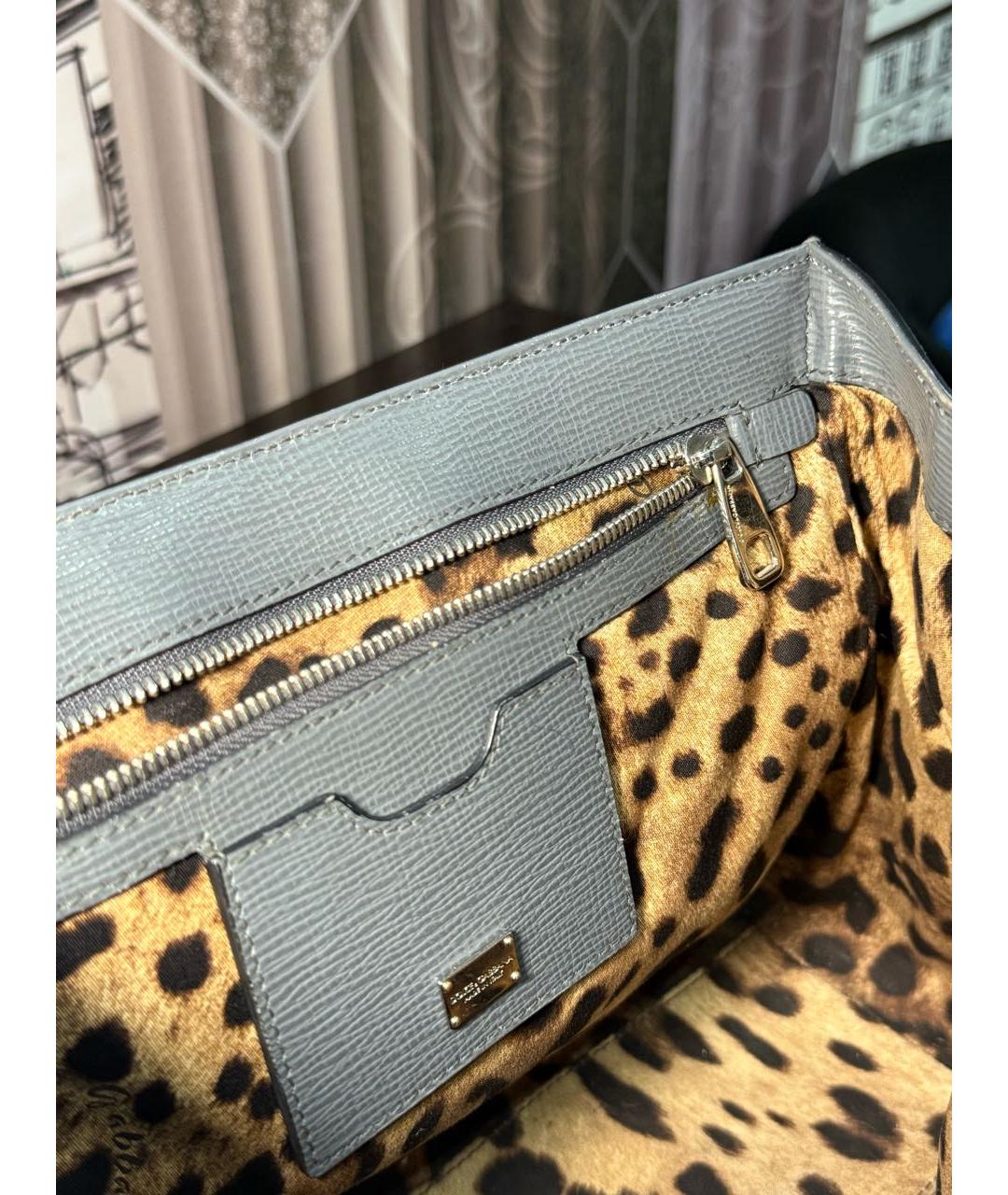 DOLCE&GABBANA Серая кожаная сумка с короткими ручками, фото 4