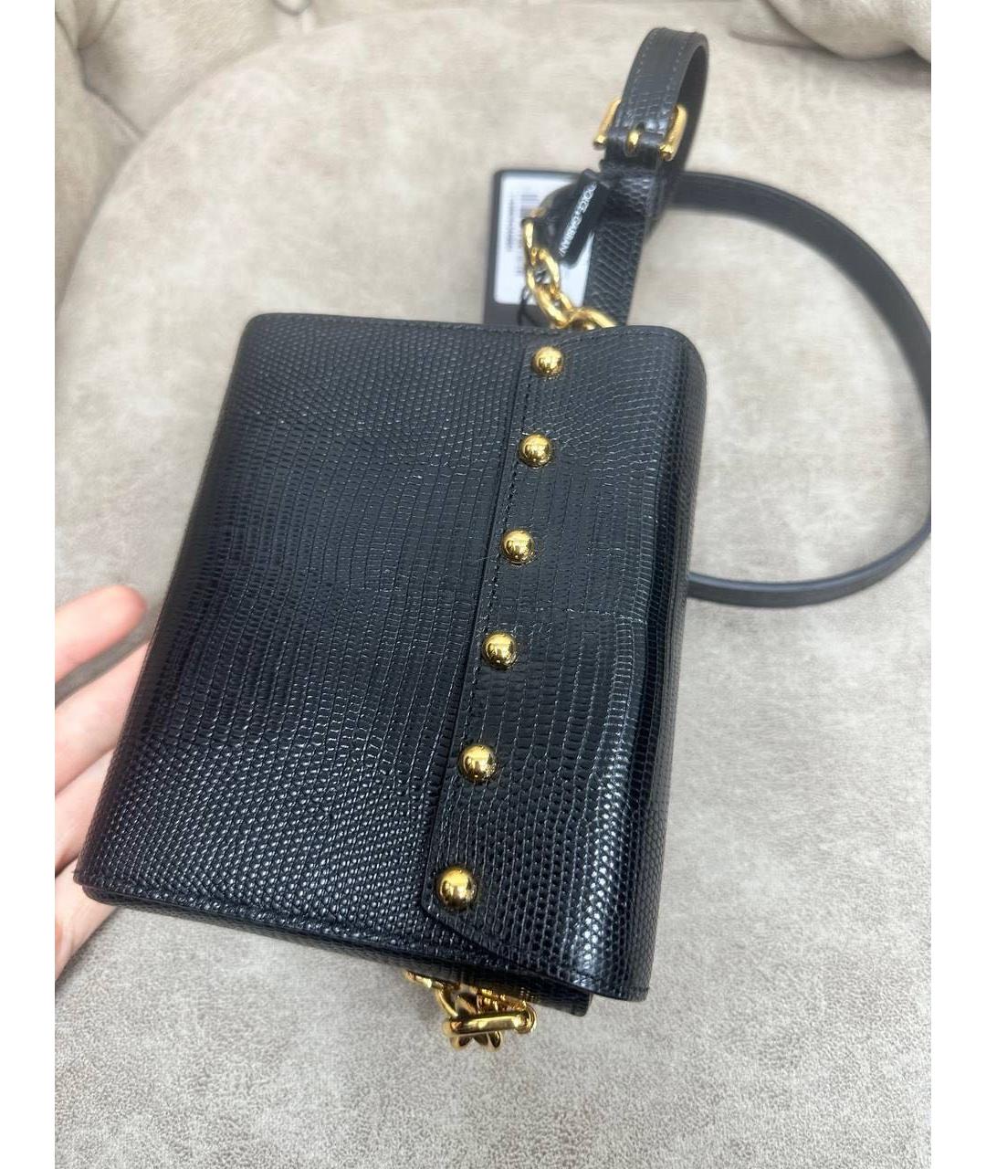 DOLCE&GABBANA Черная кожаная сумка через плечо, фото 4