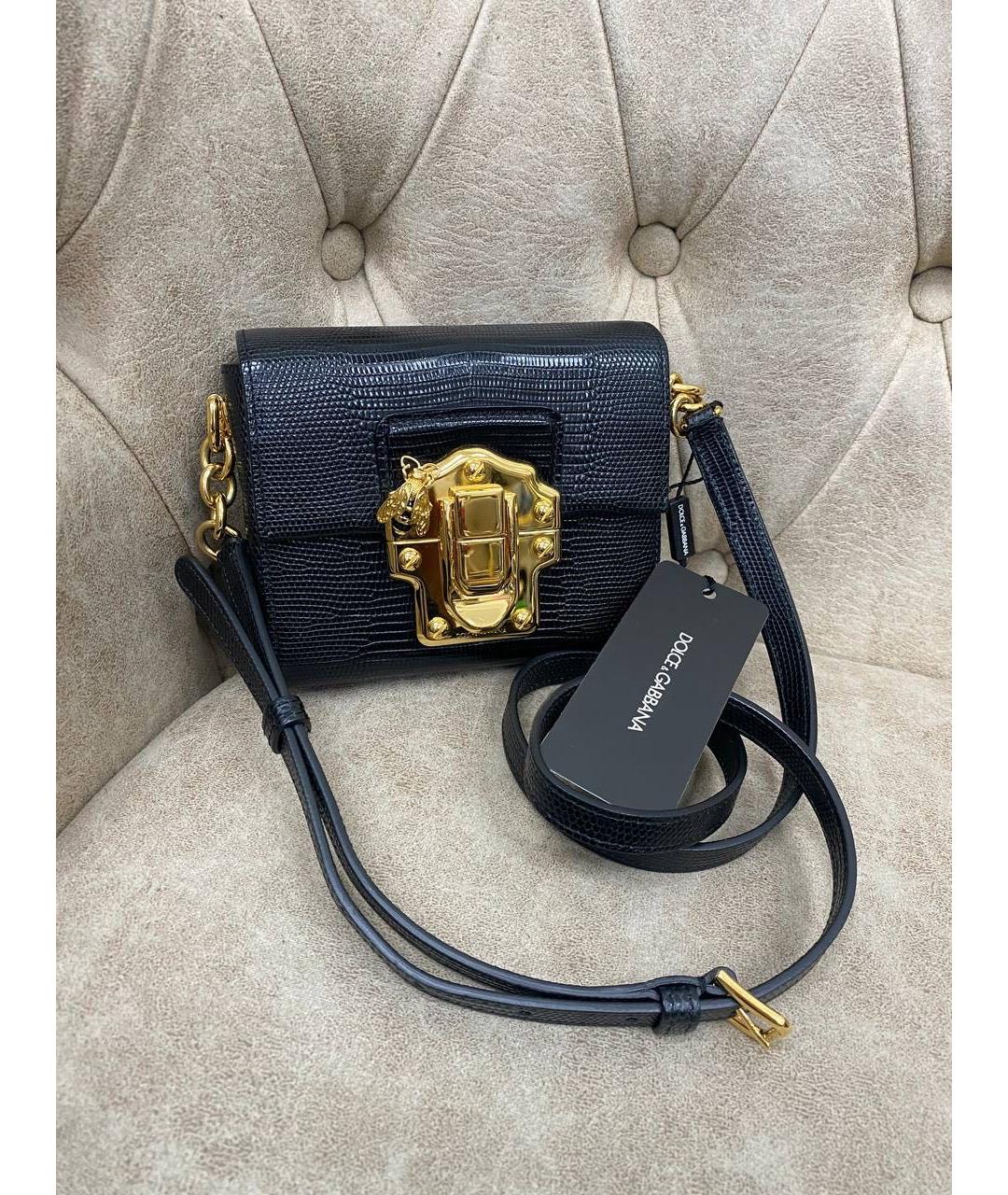 DOLCE&GABBANA Черная кожаная сумка через плечо, фото 6