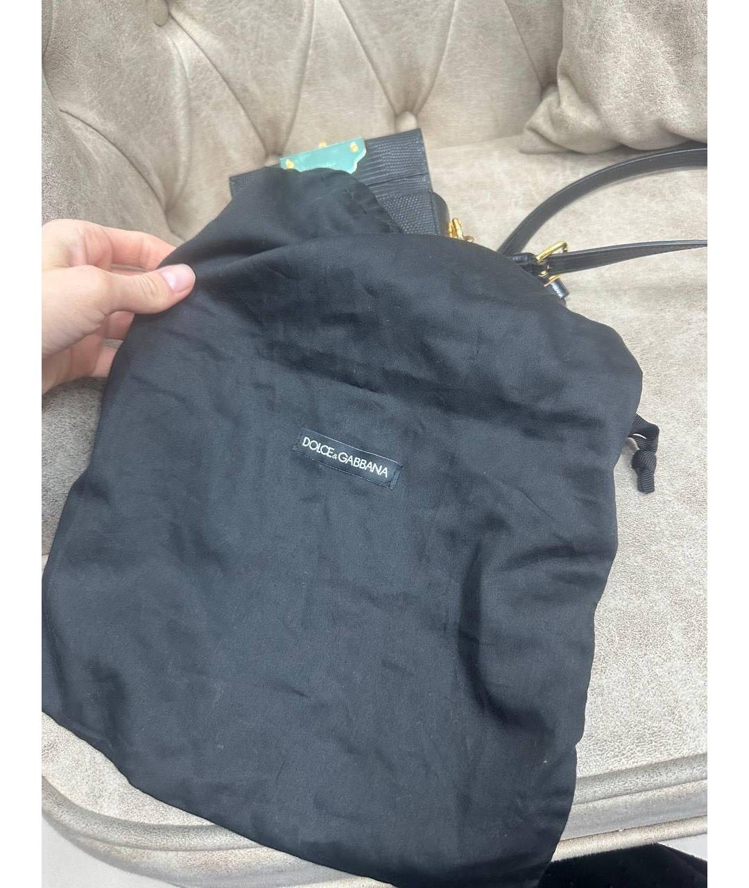 DOLCE&GABBANA Черная кожаная сумка через плечо, фото 5