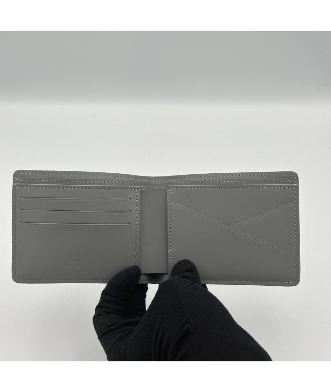 LOUIS VUITTON Серый кожаный кошелек, фото 3