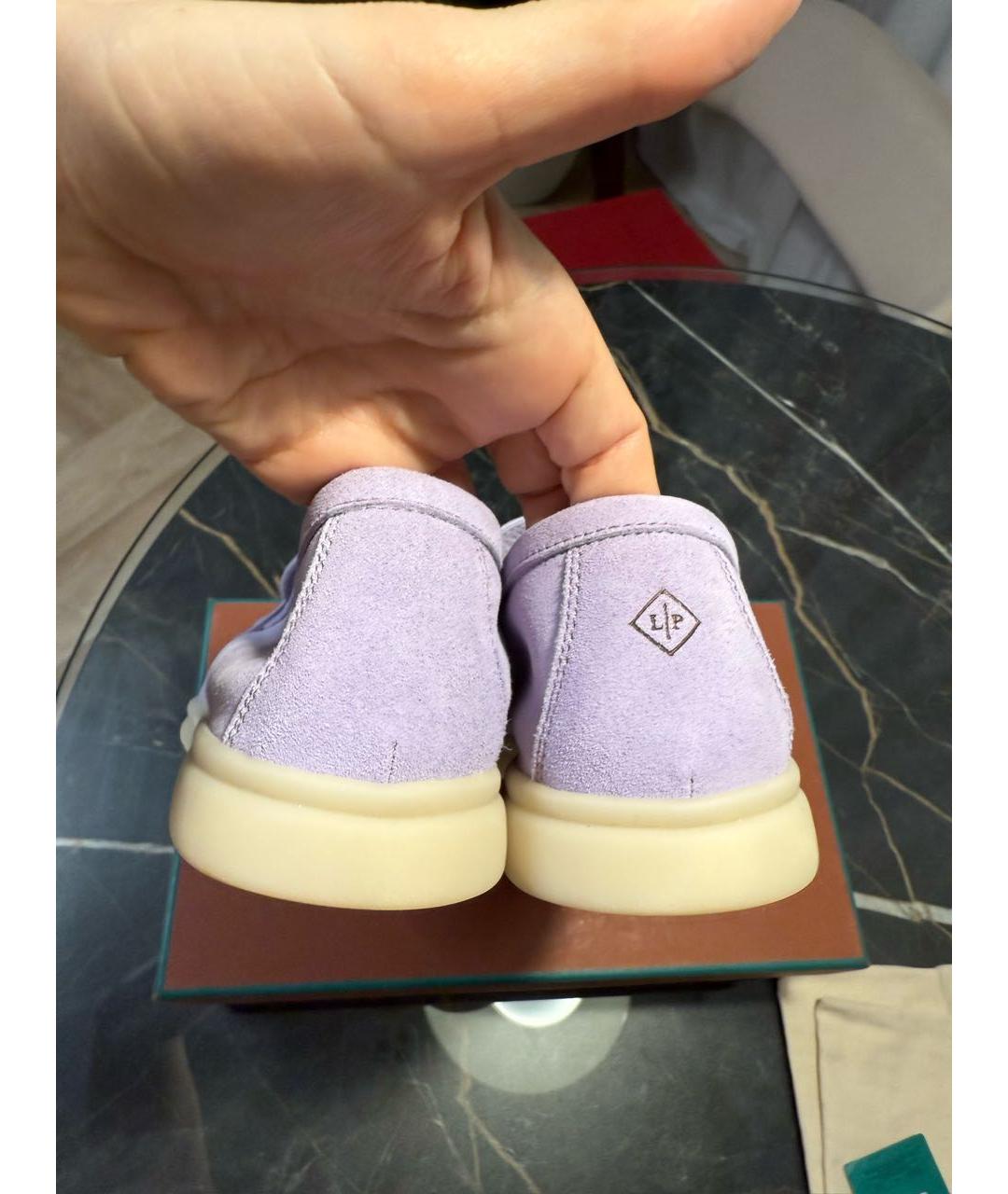 LORO PIANA Фиолетовые замшевые лоферы, фото 4