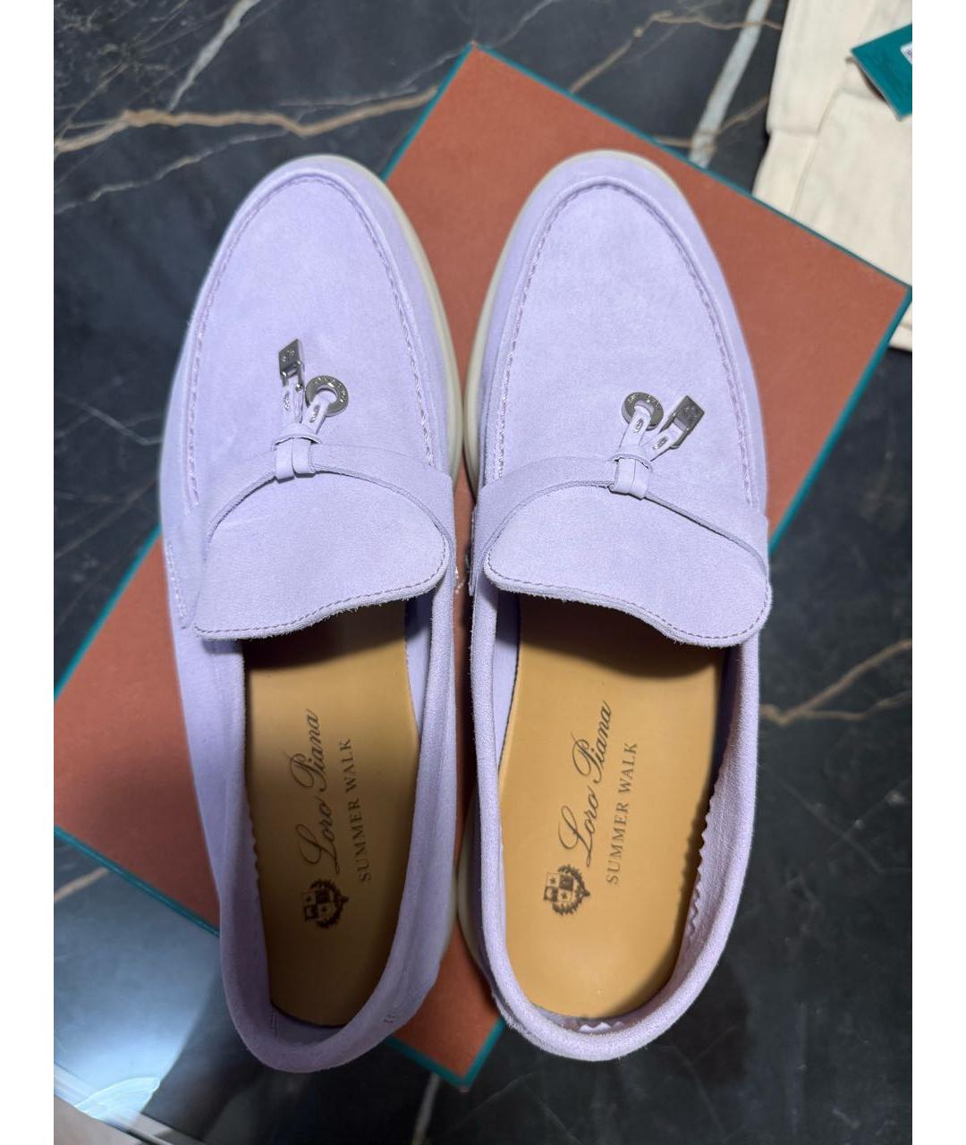 LORO PIANA Фиолетовые замшевые лоферы, фото 3