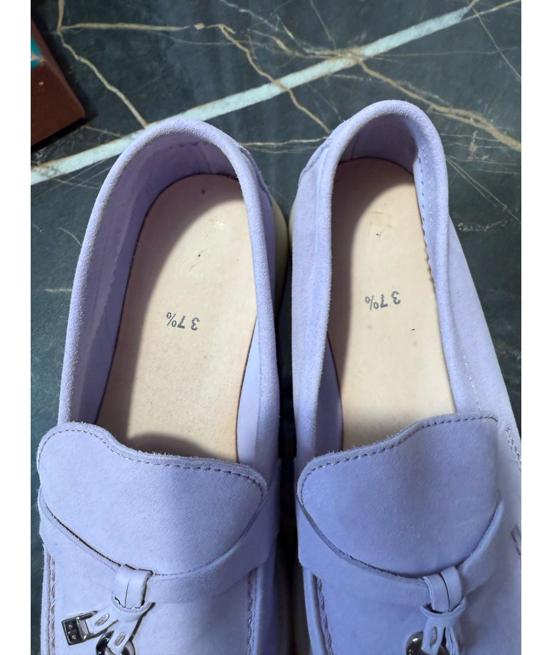 LORO PIANA Фиолетовые замшевые лоферы, фото 7