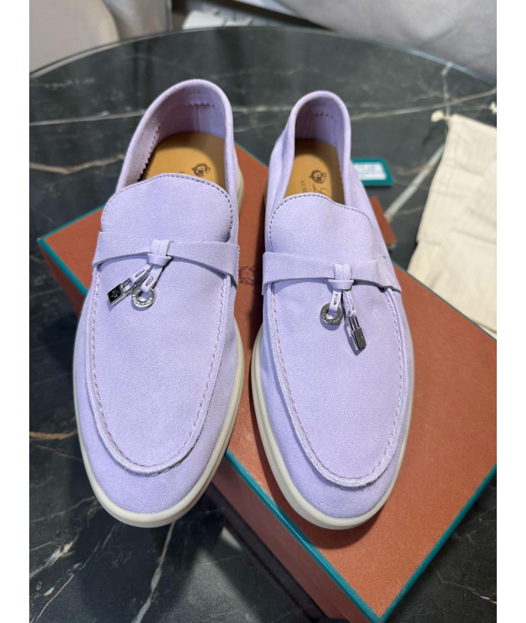 LORO PIANA Фиолетовые замшевые лоферы, фото 2