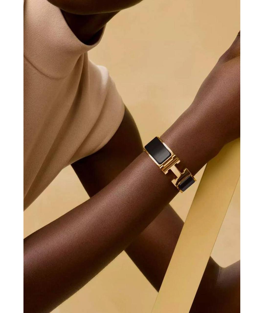 HERMES Черный металлический браслет, фото 2