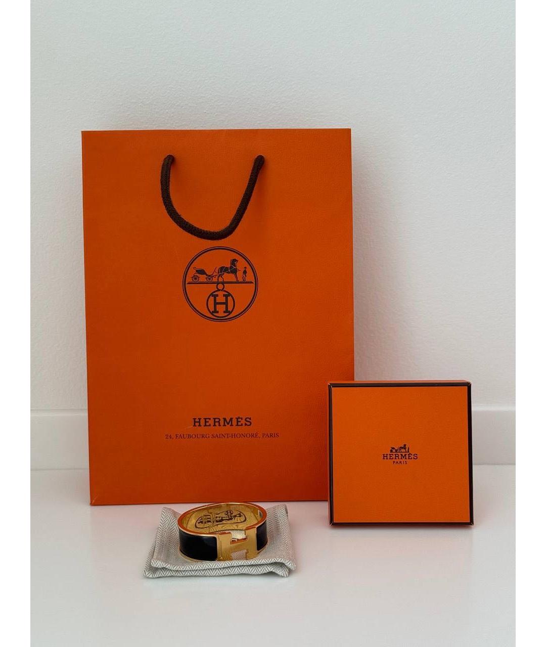 HERMES Черный металлический браслет, фото 3