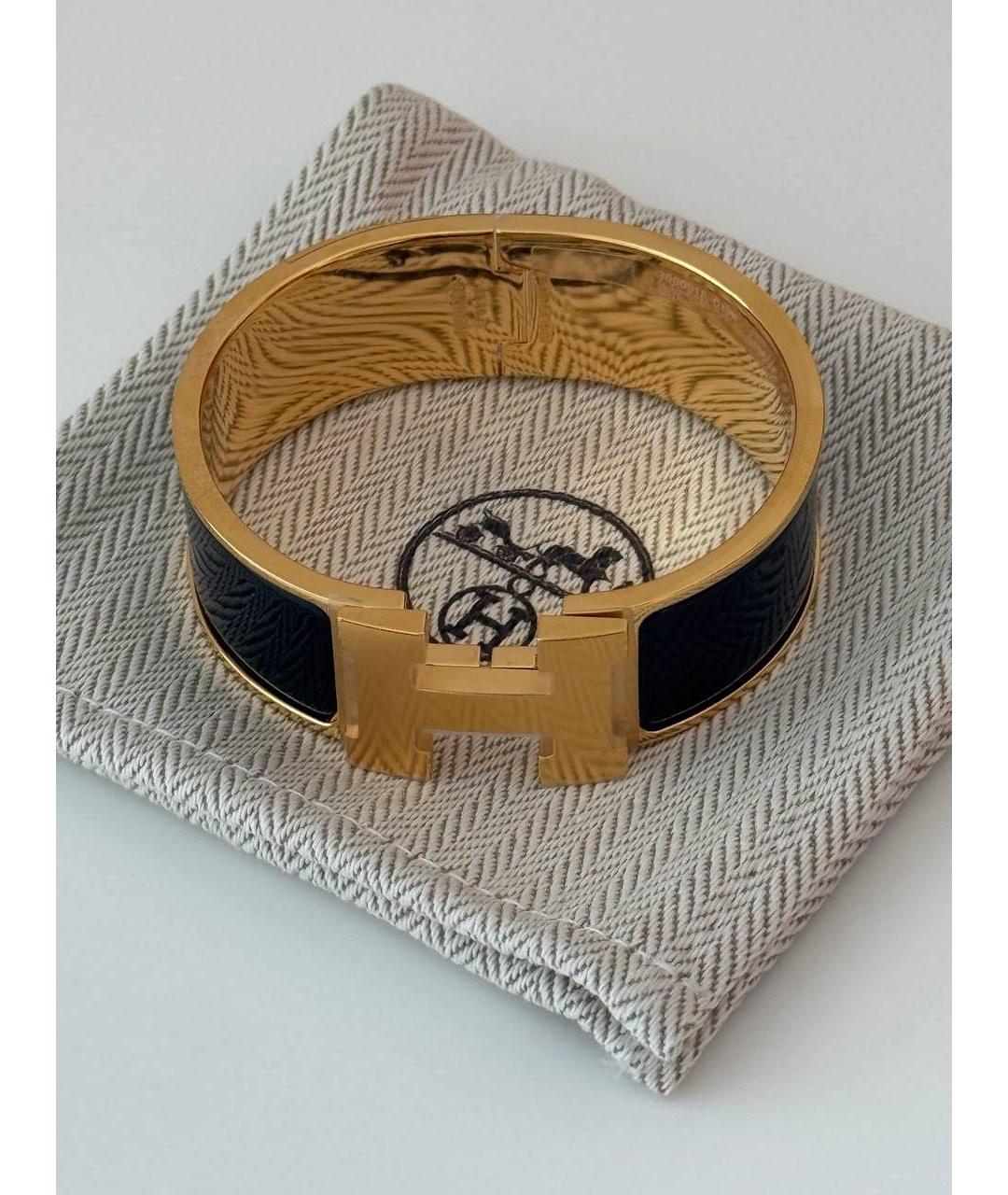 HERMES Черный металлический браслет, фото 4