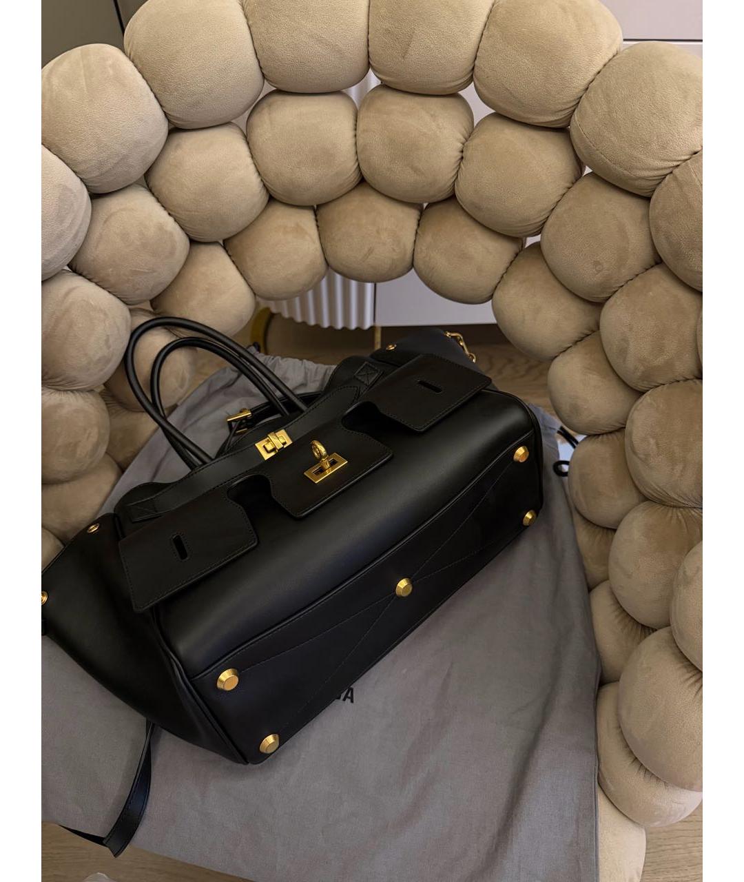 BALENCIAGA Черная кожаная сумка тоут, фото 5