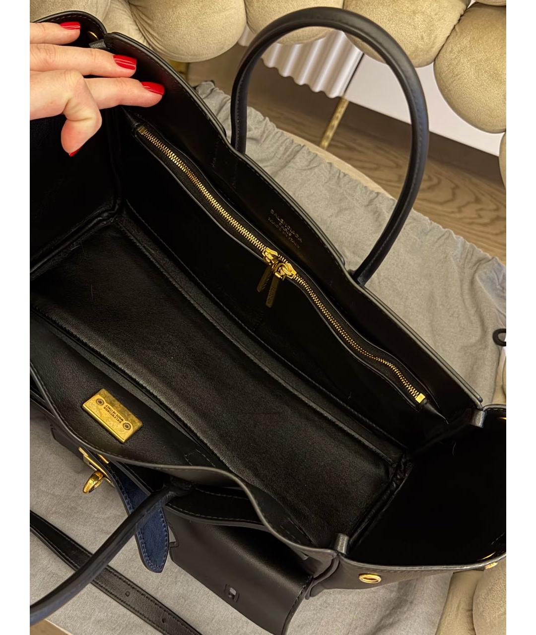 BALENCIAGA Черная кожаная сумка тоут, фото 4