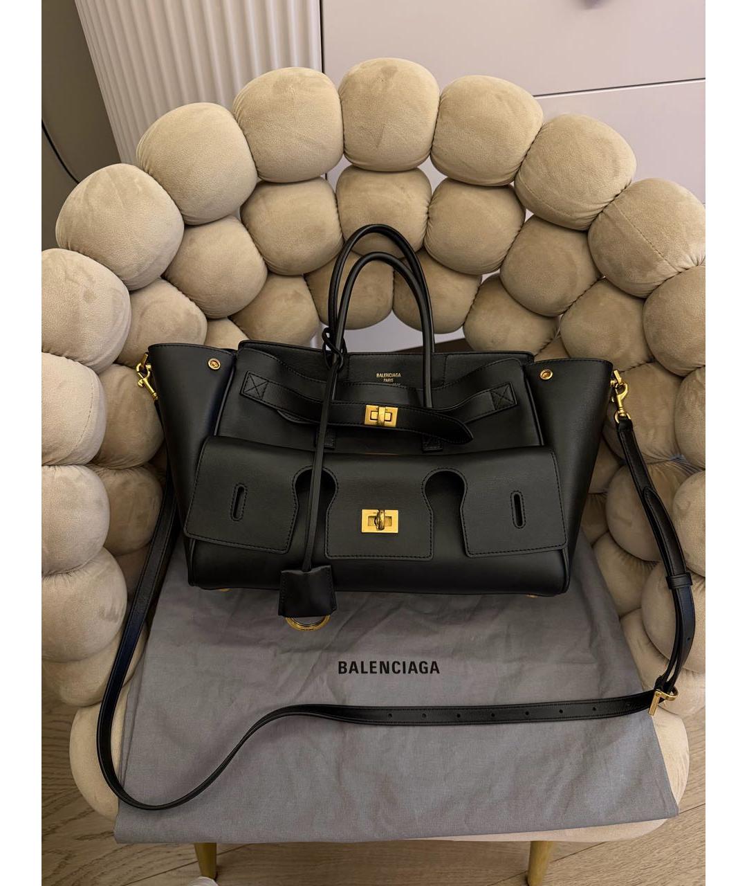 BALENCIAGA Черная кожаная сумка тоут, фото 9