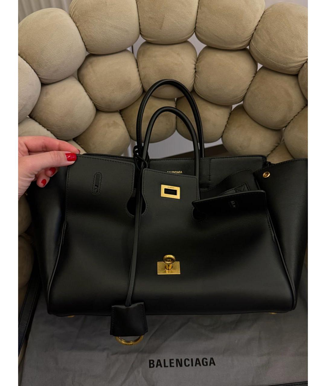 BALENCIAGA Черная кожаная сумка тоут, фото 2