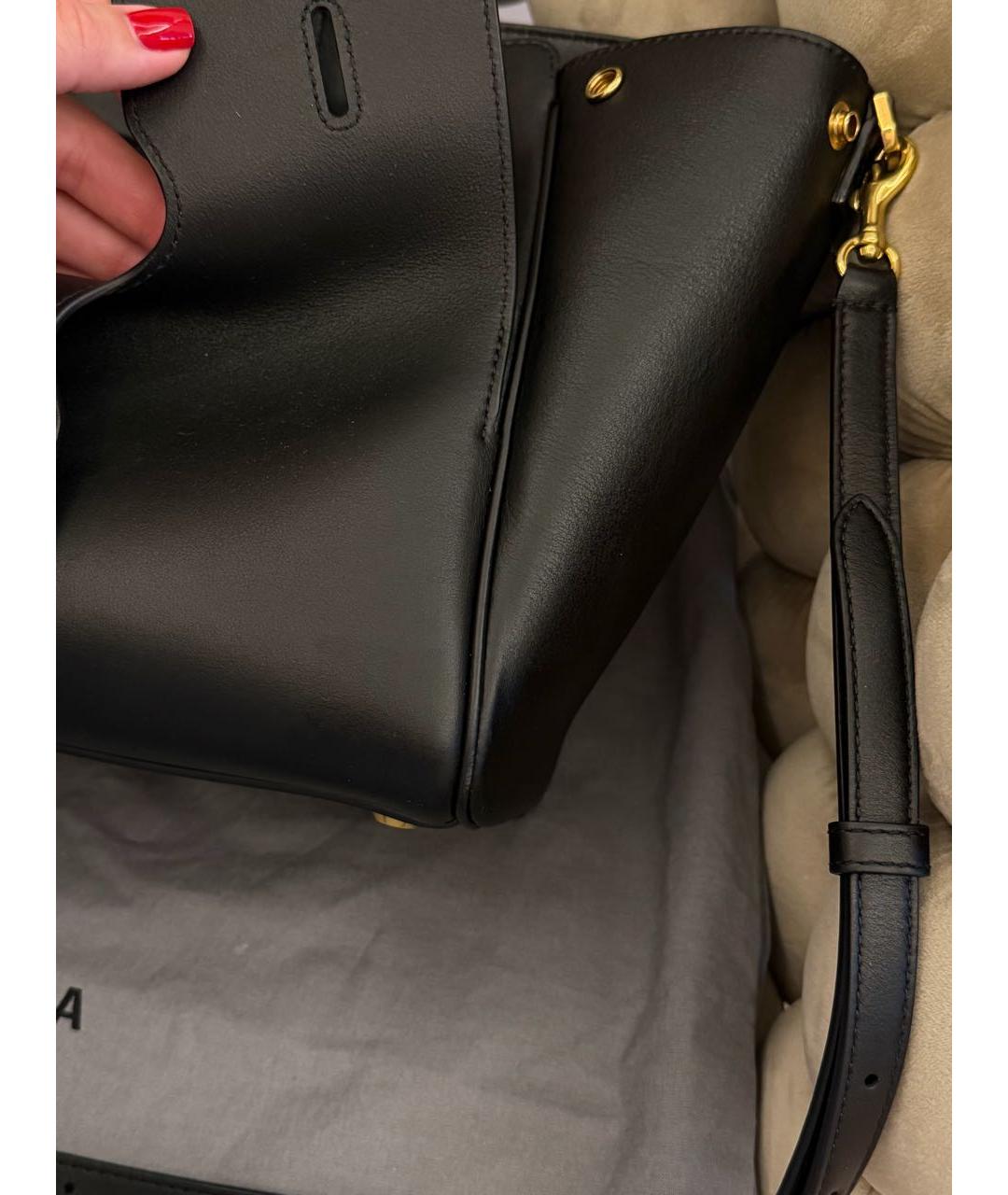 BALENCIAGA Черная кожаная сумка тоут, фото 7