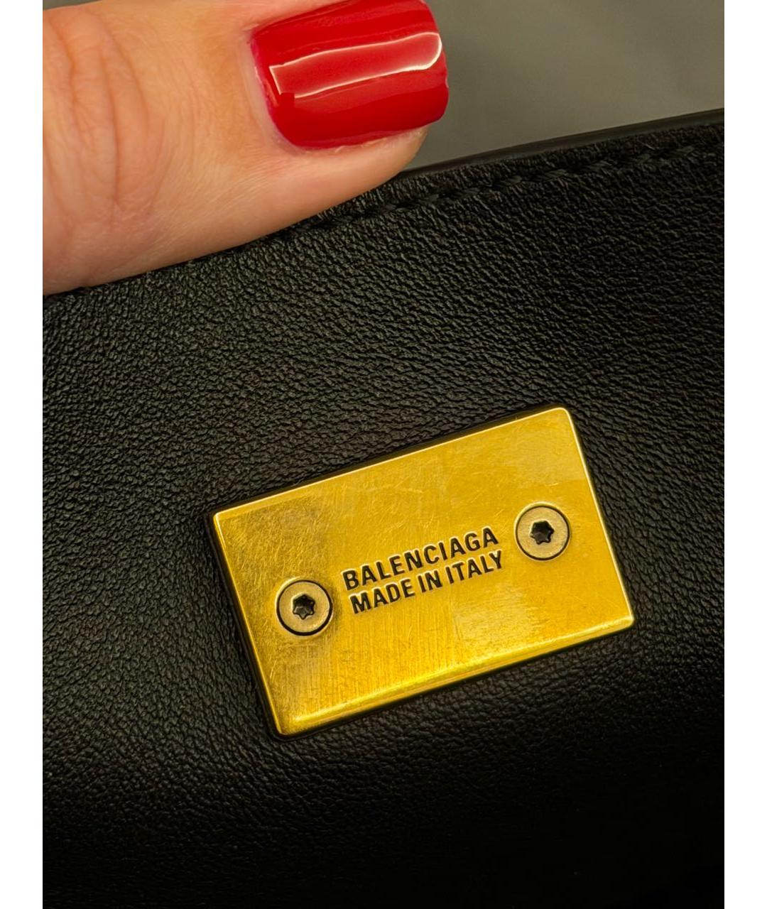 BALENCIAGA Черная кожаная сумка тоут, фото 6