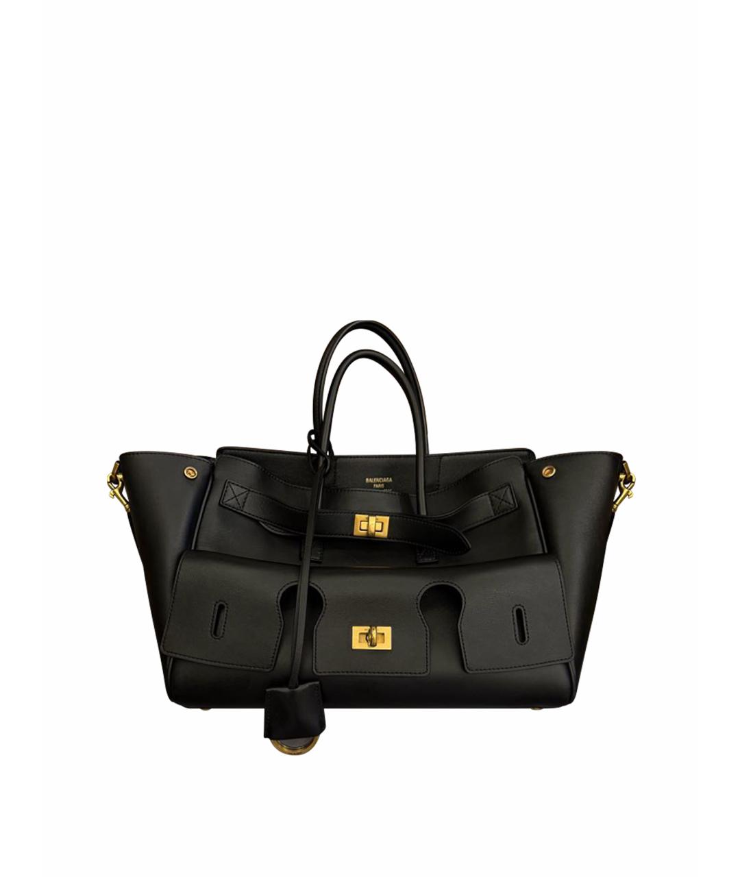 BALENCIAGA Черная кожаная сумка тоут, фото 1