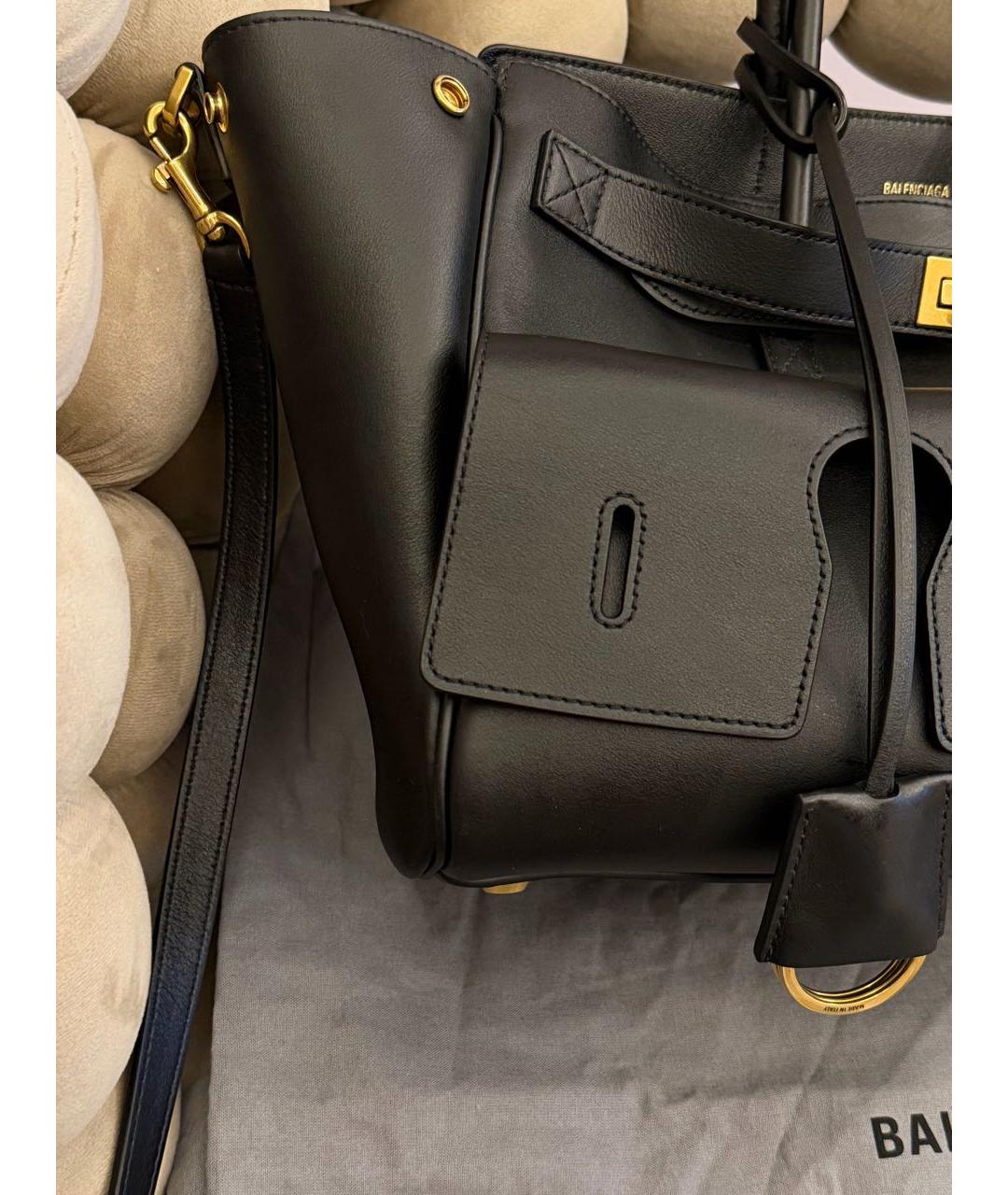 BALENCIAGA Черная кожаная сумка тоут, фото 8