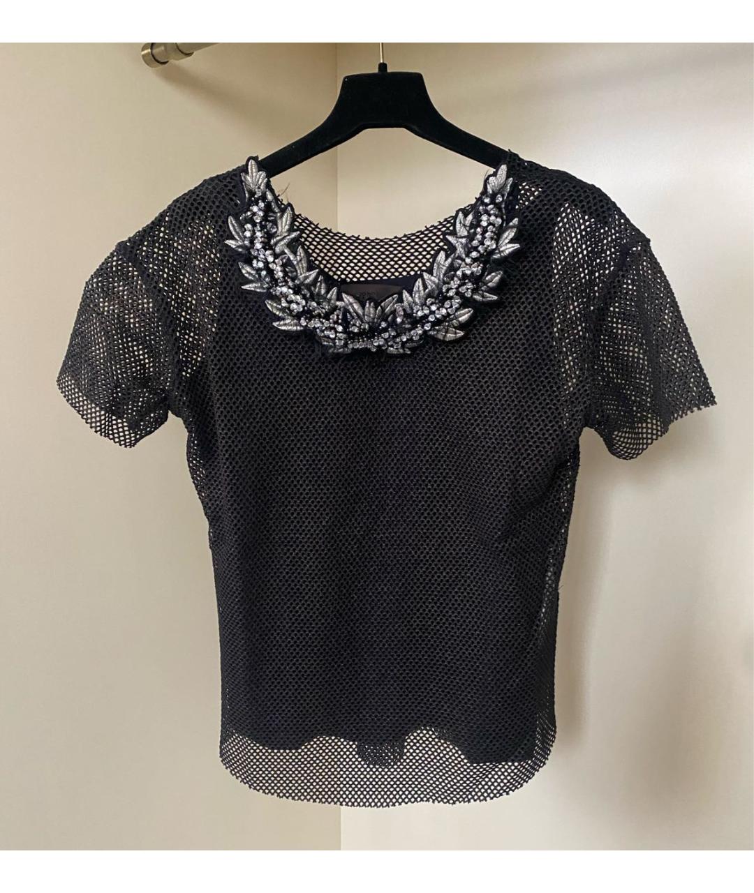 JO NO FUI Антрацитовая хлопко-эластановая футболка, фото 3