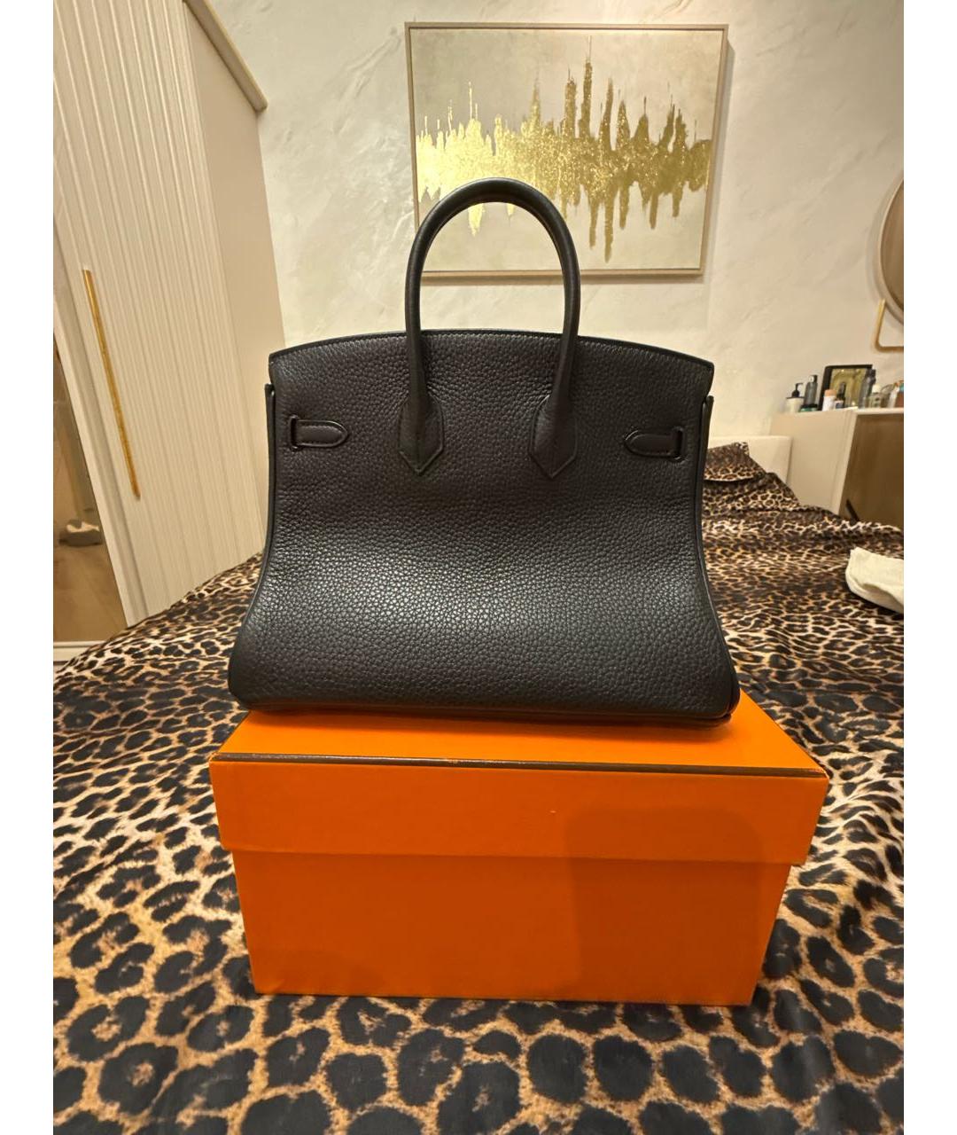 HERMES Черная кожаная сумка с короткими ручками, фото 3