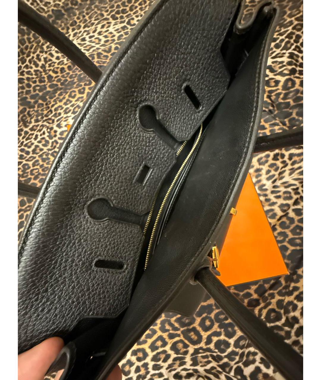 HERMES Черная кожаная сумка с короткими ручками, фото 4