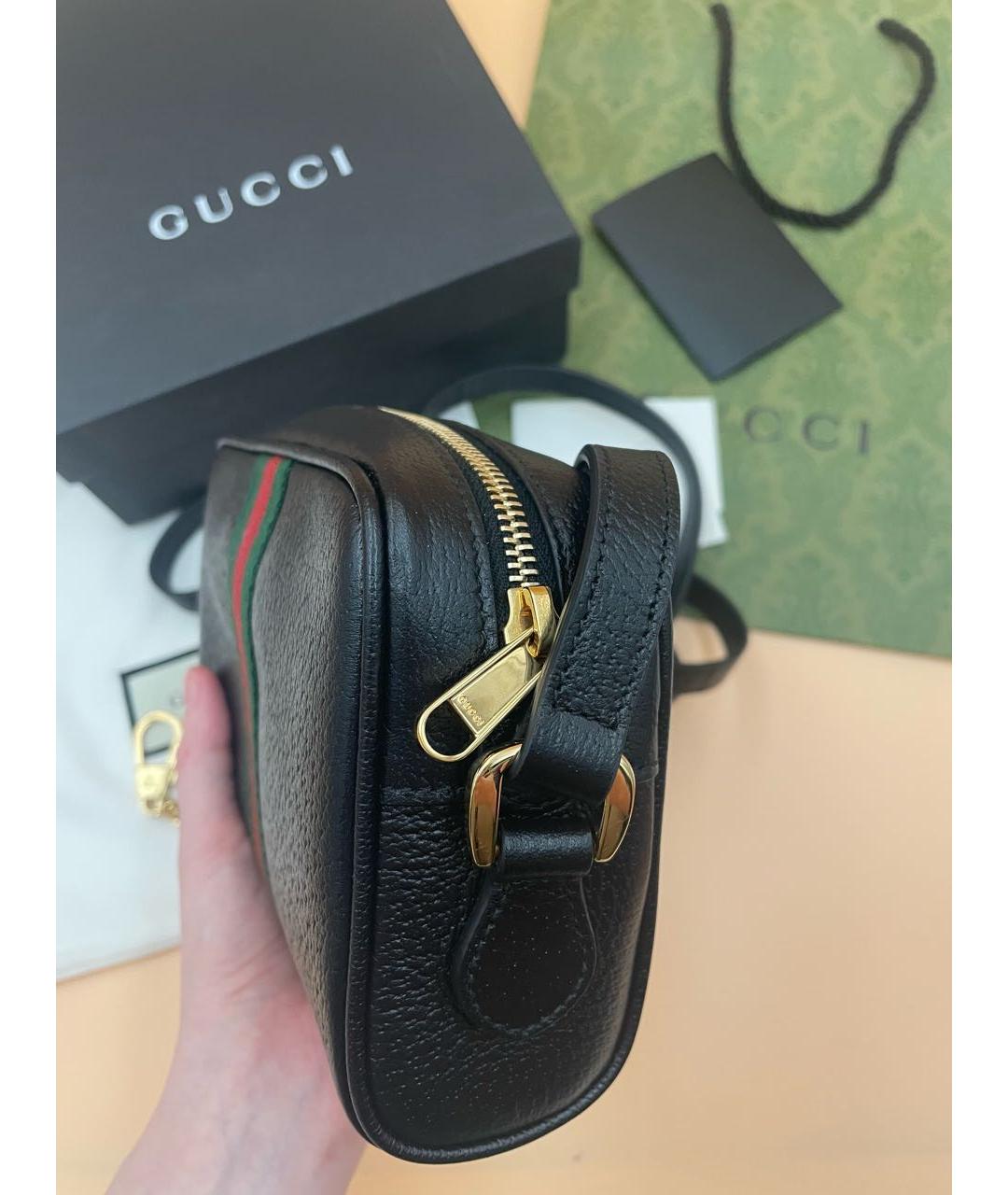 GUCCI Черная кожаная сумка через плечо, фото 4