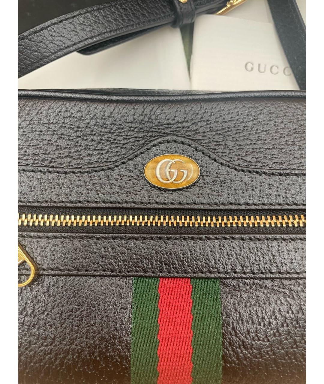 GUCCI Черная кожаная сумка через плечо, фото 5
