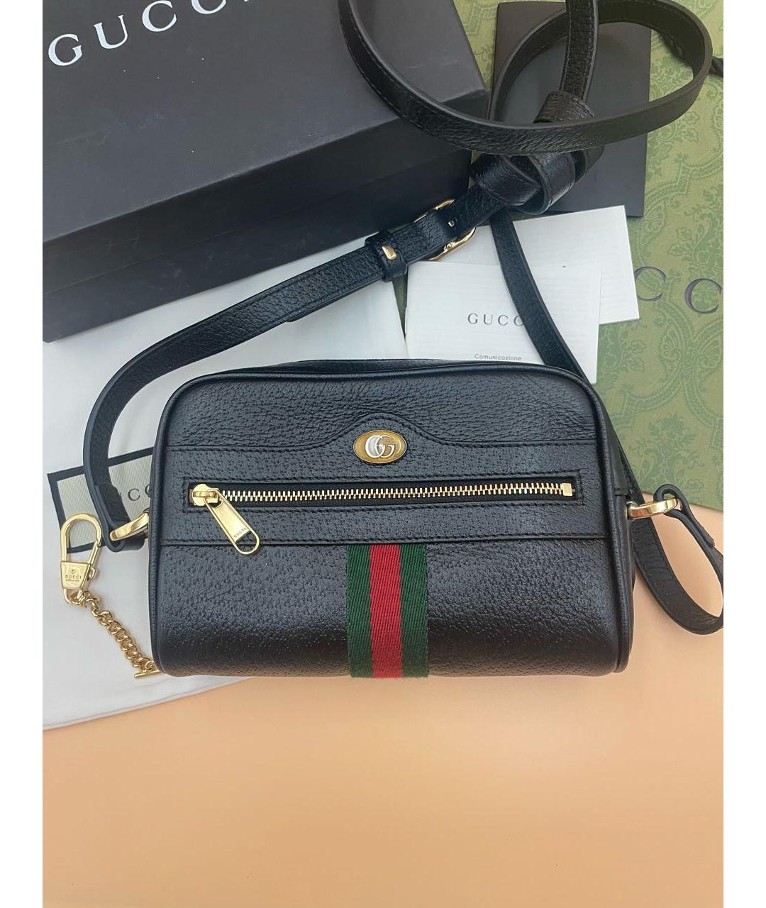 GUCCI Черная кожаная сумка через плечо, фото 9