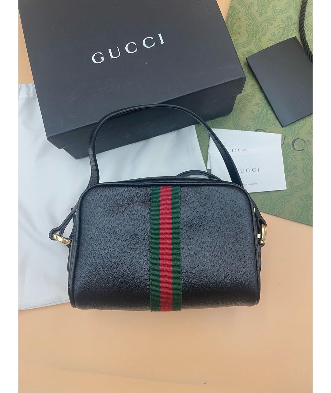 GUCCI Черная кожаная сумка через плечо, фото 2