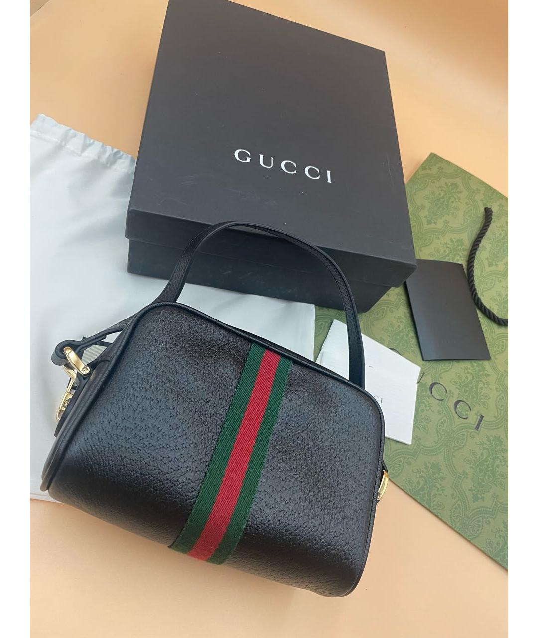 GUCCI Черная кожаная сумка через плечо, фото 3