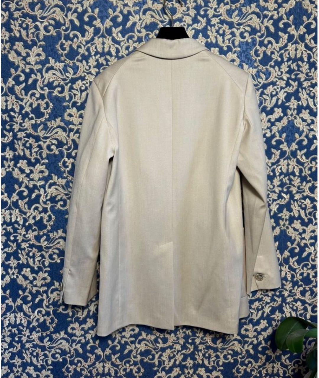 SEMICOUTURE Бежевый шерстяной жакет/пиджак, фото 3