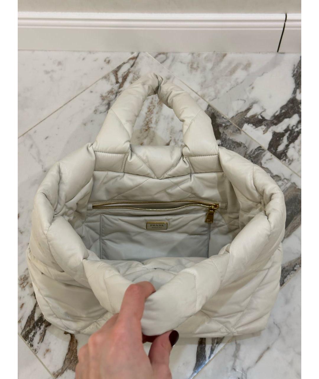 PRADA Бежевая кожаная сумка тоут, фото 6
